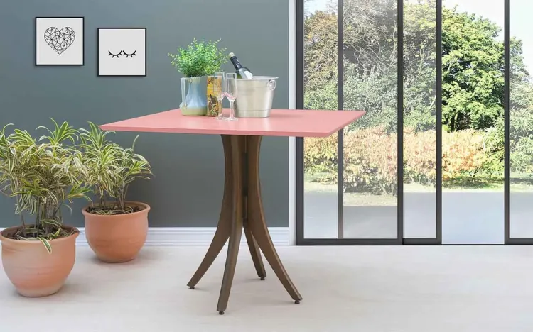 MESA QUADRADA PARA JANTAR JULIETTE 90X90X77CM NOGUEIRA E ROSA CORAL