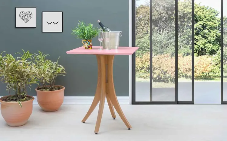 MESA PARA LANCHONETE PEQUENA QUADRADA JULIETTE 60X60X77CM JATOBÁ E ROSA BEBÊ