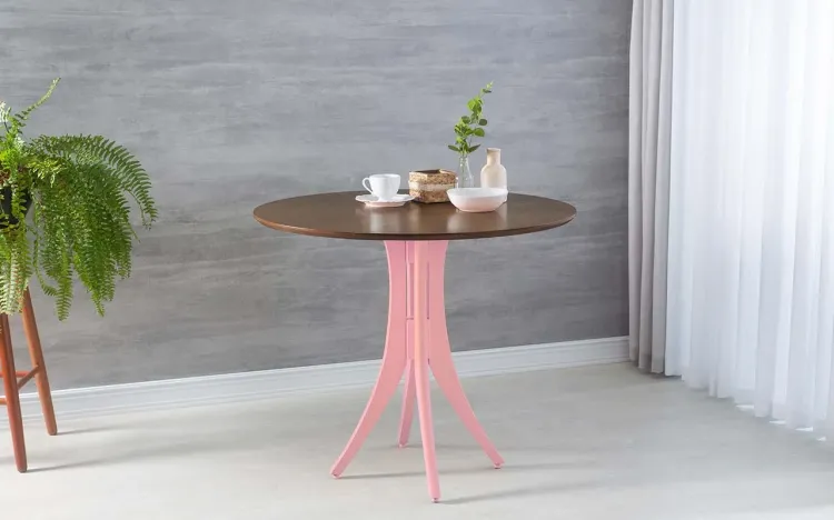 MESA REDONDA 4 LUGARES JULIETTE 90X77CM CAPUCCINO E ROSA BEBÊ