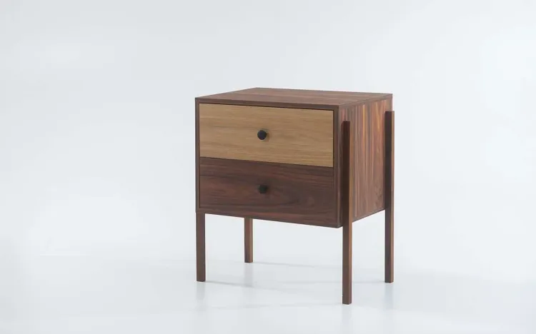MESINHA DE APOIO LATERAL 2 GAVETAS NASH MDF PAU FERRO COM DUAL E PÉS IMBUIA 54X37X60 CM