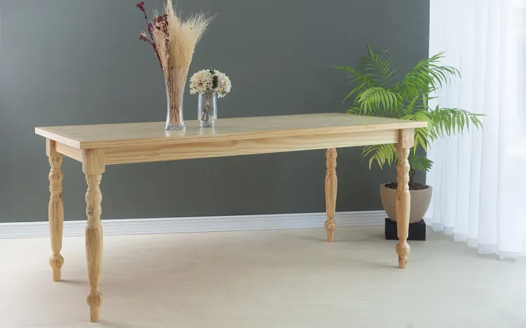 MESA DE JANTAR MADEIRA PARA 10 LUGARES CAMPESINA 180X80X75 CM TAMPO NATURAL PÉS VERNIZ NATURAL