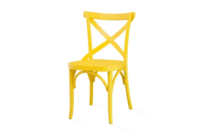 CADEIRA X PARA BAR DE MADEIRA MACIÇA LACA AMARELA MADELEINE 50x54,5x86 CM