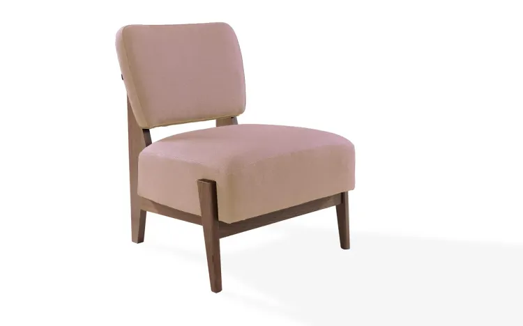 POLTRONA PARA SALA SEM BRAÇOS ROSA SAMAMBAIA VERNIZ CAPUCCINO TEC.169B 67x66x82 CM