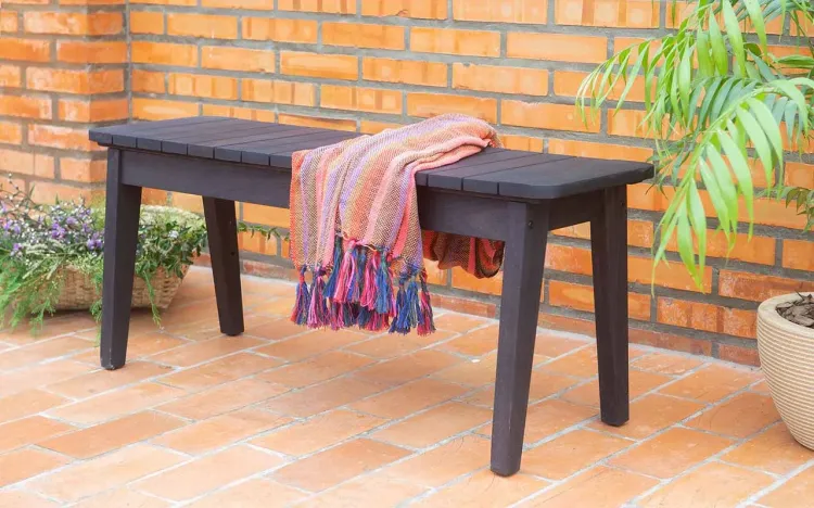 BANCO DE MADEIRA SEM ENCOSTO HOLZ 107X36X44,3CM COR PRETA