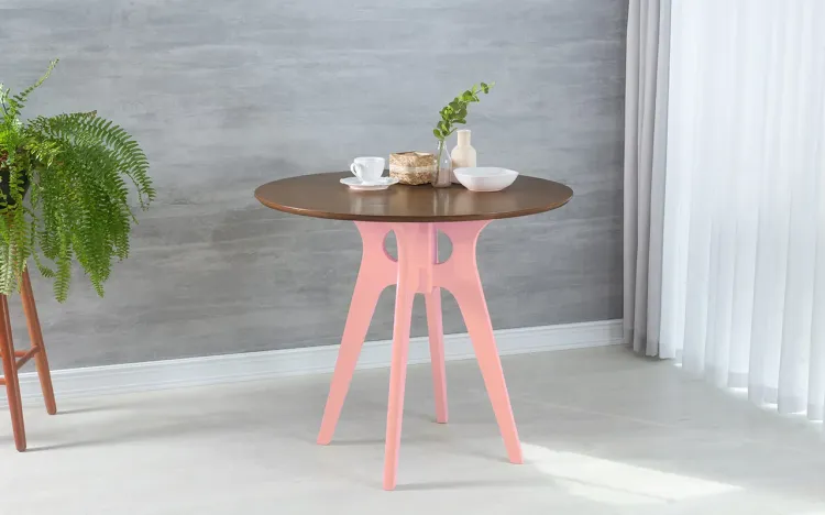 MESA REDONDA PARA JANTAR BIANCHI 90X77CM ROSA BEBÊ E CAPUCCINO