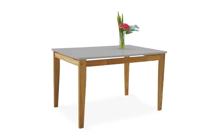 MESA PARA SALA DE JANTAR TUCUPI ACABAMENTO STAIN NÓZES E CINZA CONCRETO 120X80X76CM 