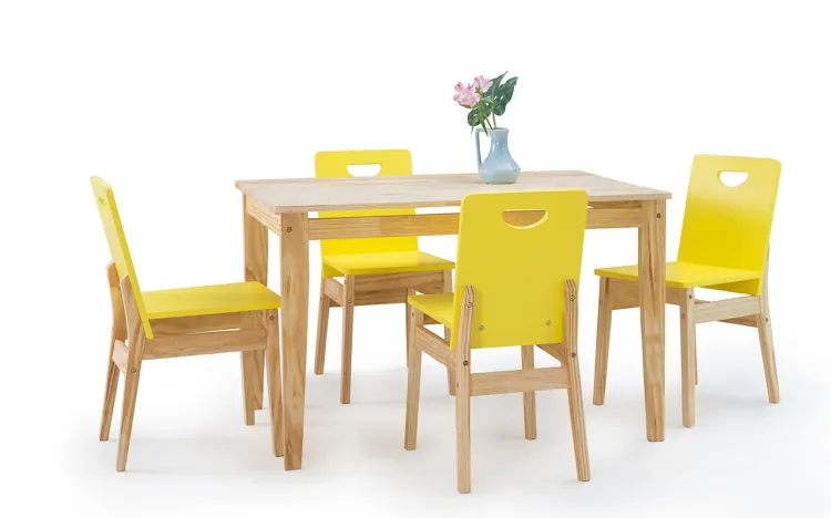MESA DE JANTAR 4 LUGARES TUCUPI ACABAMENTO NATURAL E LACA AMARELO 120CM