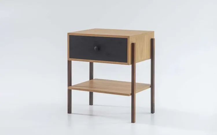 MESINHA DE APOIO NASH MDF DUAL COM PRETO E PÉS IMBUIA 54X37X60 CM