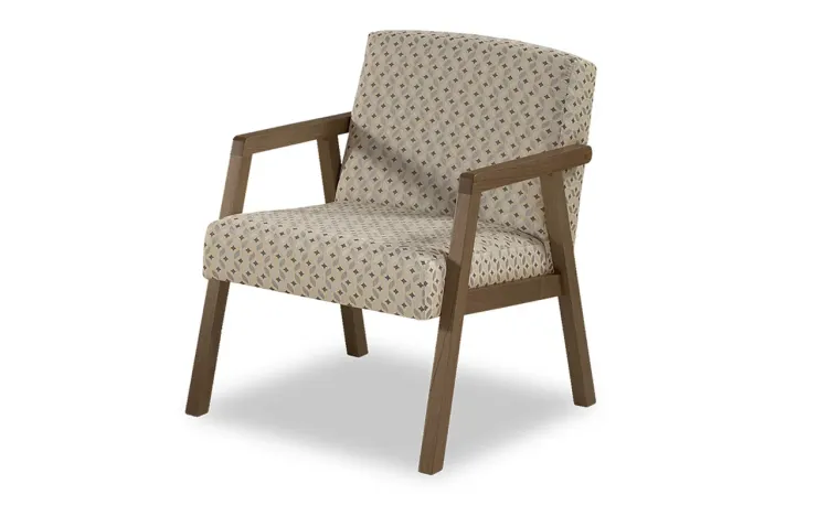 POLTRONA PARA SALA COM BRAÇOS PÉS DE MADEIRA ESTOFADA COR IBIZA CHARLIE VERNIZ CAPUCCINO TEC.135B 60x74x84 CM