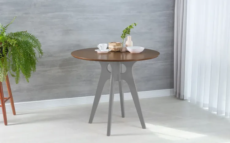 MESA REDONDA 4 LUGARES BIANCHI 90X77CM CINZA CONCRETO E CAPUCCINO