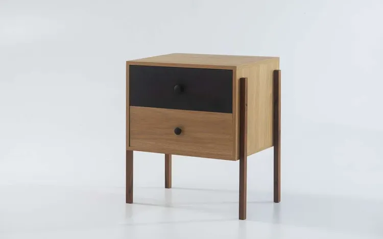 MESINHA CABECEIRA MDF 2 GAVETAS NASH MDF DUAL COM PERTO E PÉS IMBUIA 54X37X60 CM