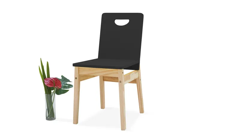 CADEIRA PRETA TUCUPI  ACABAMENTO STAIN NATURAL E LACA PRETO 40X51X81CM