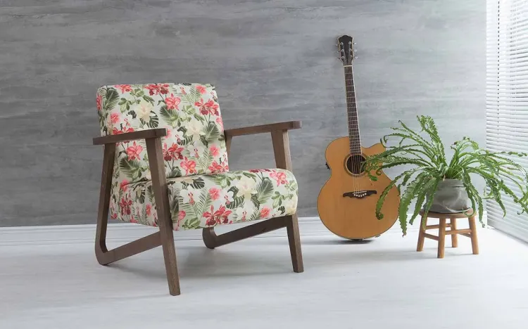 POLTRONA MODERNA LIS VERNIZ CAPUCCINO TEC.S1860 FLORAL 72x81x81 CM