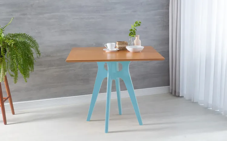 MESA DE JANTAR QUADRADA BIANCHI 90X77CM AZUL BEBÊ E JATOBÁ