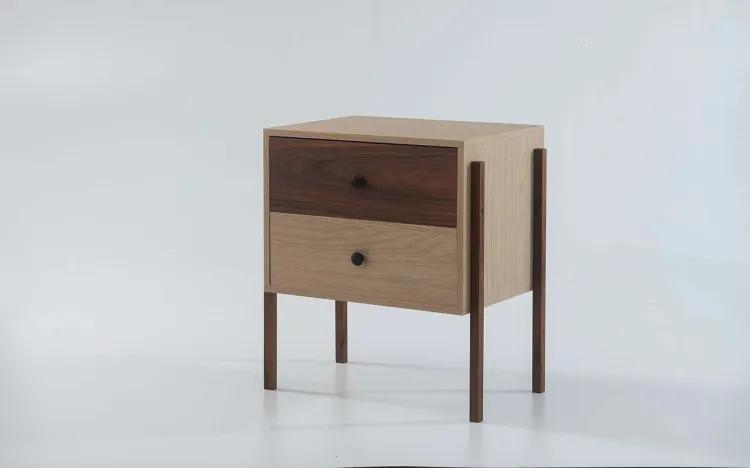 MESA LATERAL PARA SALA 2 GAVETAS NASH MDF CARVALHO COM PAU FERRO E PÉS IMBUIA 54X37X60 CM