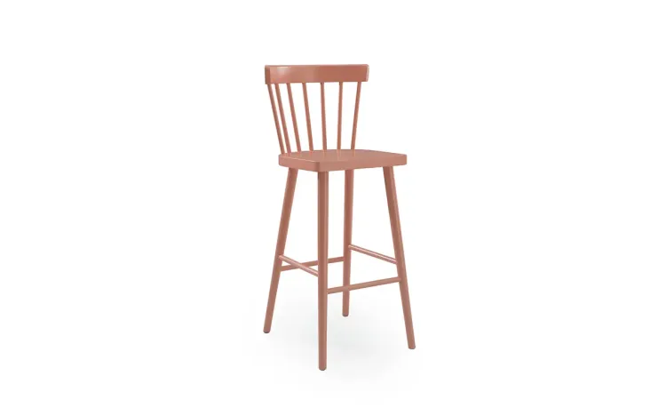 BANQUETA PARA BANCADA FOLK LAQUEADA ROSA CORAL 45x46x105CM