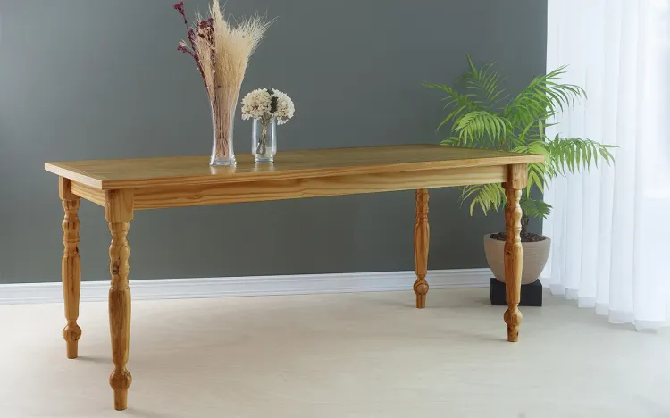 MESA 10 LUGARES COM PÉ TORNEADO CAMPESINA 180X80X75 CM TAMPO NÓZES PÉS VERNIZ NÓZES
