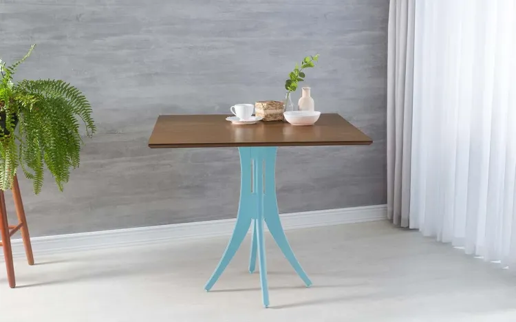 MESA DE JANTAR 4 CADEIRAS QUADRADA JULIETTE 90X90X77CM CAPUCCINO E AZUL BEBÊ