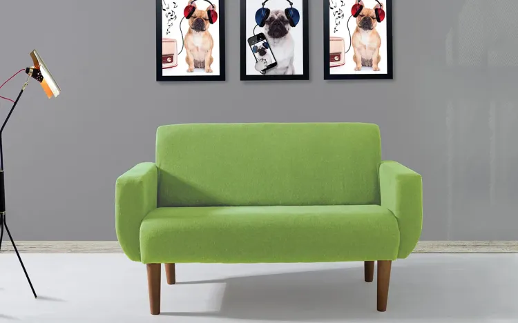 SOFÁ 2 LUGARES VERDE PARA SALA LIRIO 140X76X83CM - VERNIZ CAPUCCINO