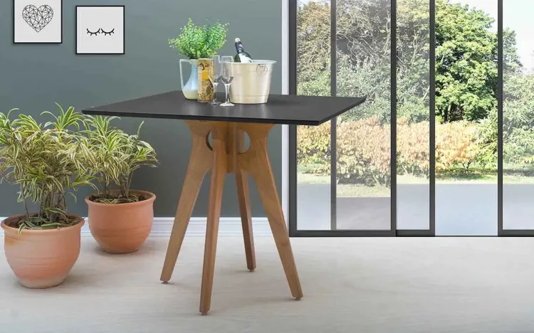 MESA DE JANTAR PRETA QUADRADA BIANCHI 90X90X77CM JATOBÁ E PRETO