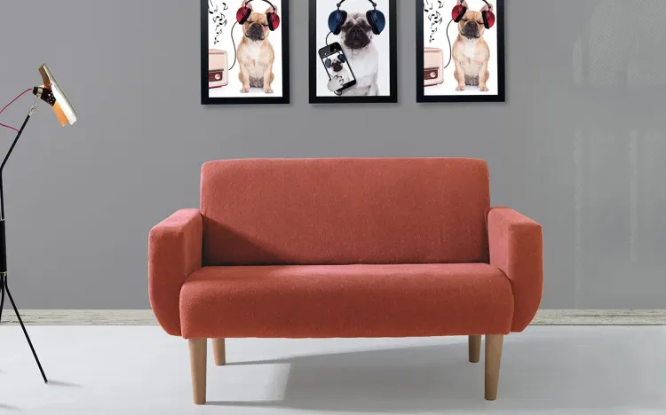 SOFÁ 2 LUGARES PARA SALA VERNIZ AMENDOA E SALMÃO LIRIO 140X76X83CM