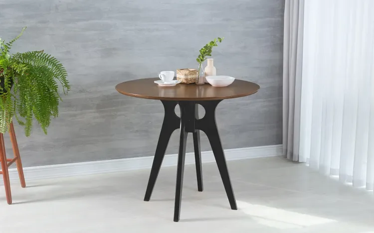 MESA PARA RESTAURANTE REDONDA BIANCHI 90X77CM PRETO E CAPUCCINO