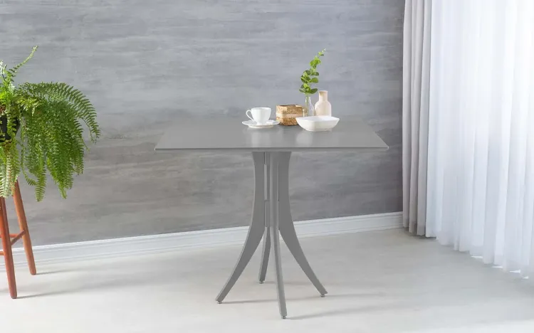 MESA DE JANTAR QUADRADA JULIETTE 90X90X77CM LACA CINZA CONCRETO