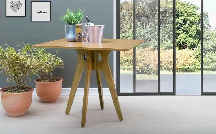 MESA DE JANTAR 4 CADEIRAS QUADRADA BIANCHI 90X90X77CM AMÊNDOA