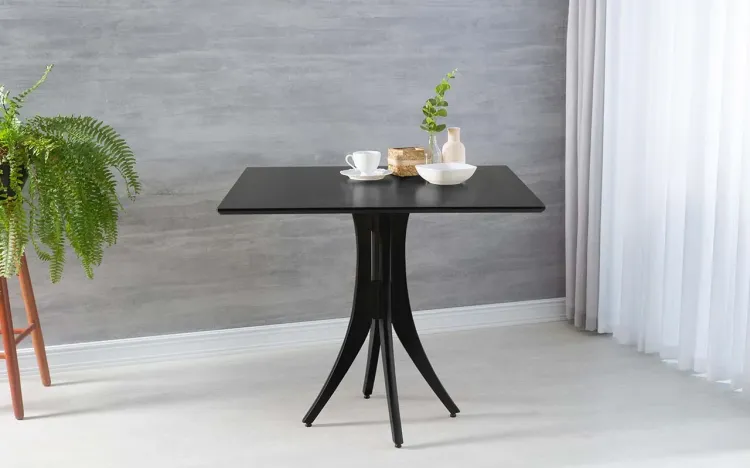 MESA DE JANTAR PRETA QUADRADA JULIETTE 90X90X77CM LACA PRETA