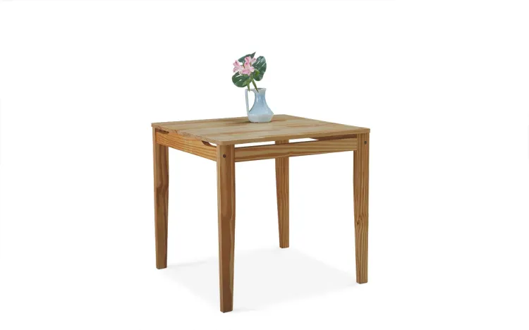 MESA PARA SALA DE JANTAR TUCUPI ACABAMENTO STAIN NATURAL E VERNIZ NOZES 80X80X76CM 