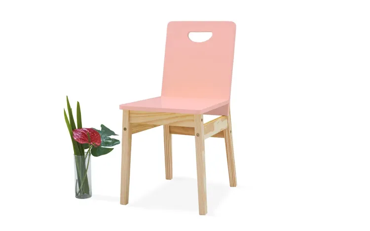 CADEIRA SALA DE JANTAR TUCUPI ACABAMENTO STAIN NATURAL E ROSA BEBÊ 40X51X81CM