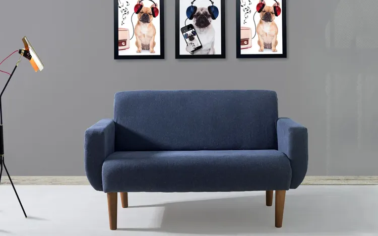 SOFÁ 2 LUGARES PÉS PALITO RETRÔ CHUMBO 140X76X83CM - VERNIZ CAPUCCINO