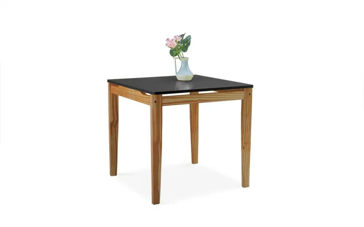 MESA DE JANTAR TUCUPI ACABAMENTO STAIN NOZES E LACA PRETO80X80X76 CM