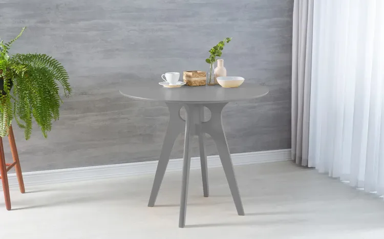 MESA REDONDA 4 LUGARES BIANCHI LACA CINZA CONCRETO 90X77CM