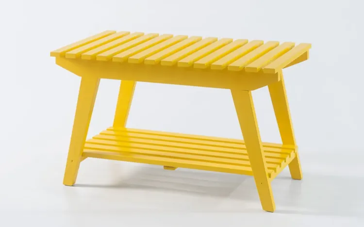 BANCO SAPATEIRA PARA HALL DE ENTRADA BUIAH LACA AMARELO 70X40X45CM