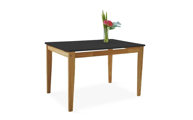 MESA DE JANTAR TUCUPI ACABAMENTO STAIN NOZES E LACA PRETO 120X80X76 CM