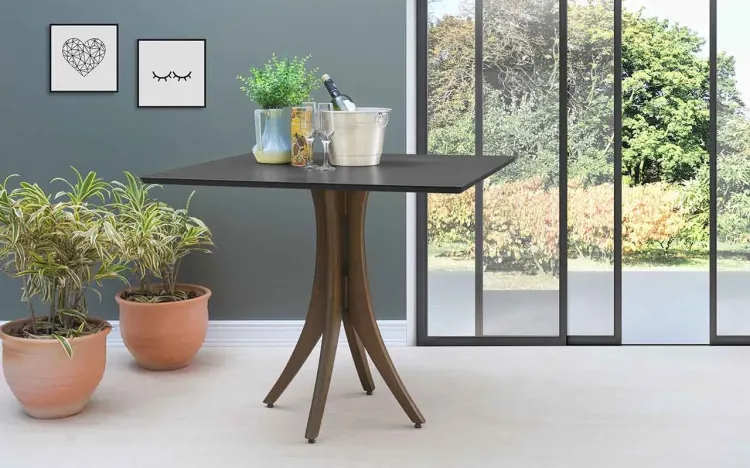 MESA DE JANTAR PRETA QUADRADA JULIETTE 90X90X77CM NOGUEIRA E PRETO