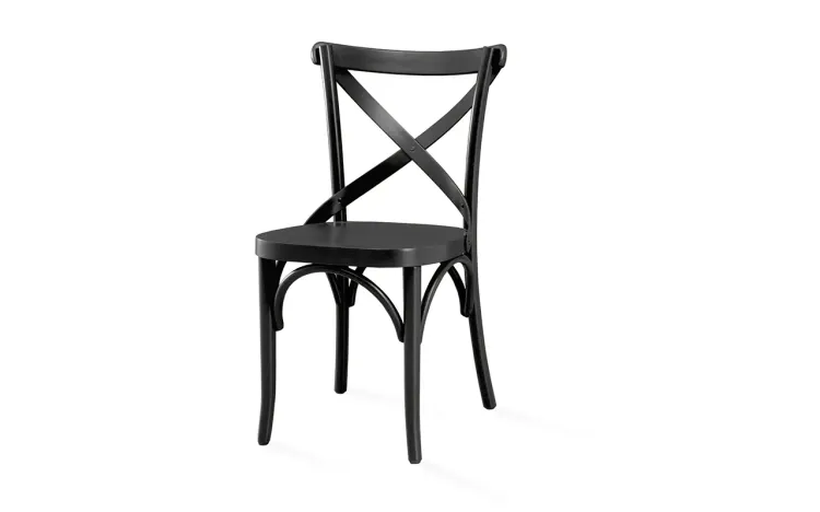 CADEIRA X DE MADEIRA PARA COZINHA COM ENCOSTO ANATÔMICO LACA PRETA MADELEINE 50x54,5x86 CM