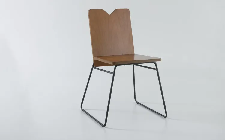 CADEIRA COM METAL E MADEIRA BEND 05 VERNIZ AMÊNDOA 51X51X81 CM
