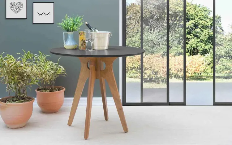 MESA DE JANTAR DE MADEIRA REDONDA BIANCHI 90X77CM JATOBÁ E PRETO