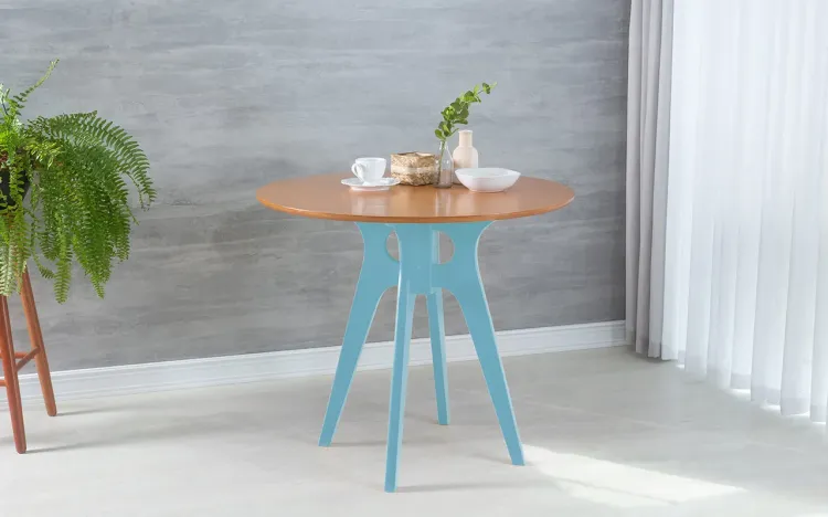 MESA REDONDA 4 LUGARES BIANCHI 90X77CM AZUL BEBÊ E JATOBÁ