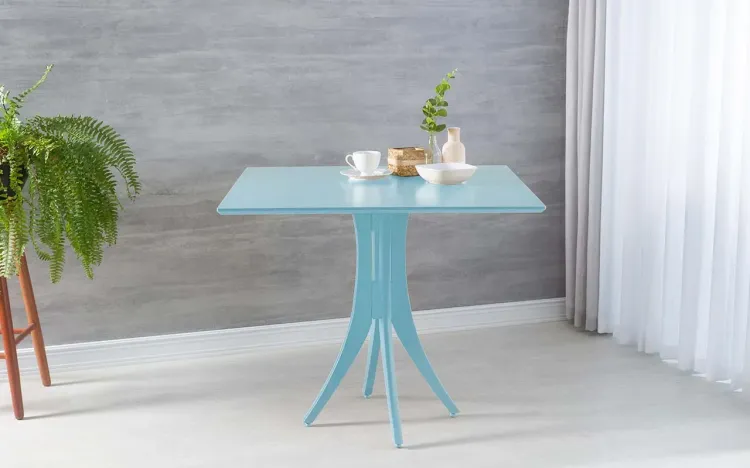 MESA DE JANTAR 4 CADEIRAS QUADRADA JULIETTE 90X90X77CM LACA AZUL BEBÊ
