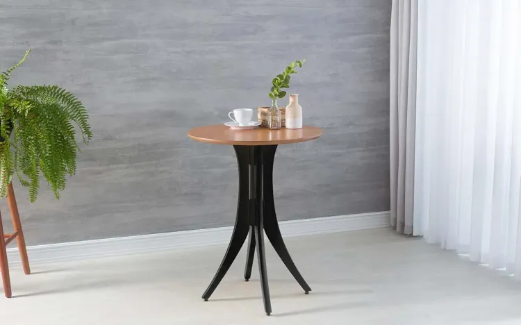 MESA DE JANTAR PRETA DE MADEIRA PEQUENA REDONDA JULIETTE 60X77CM JATOBÁ E PRETO
