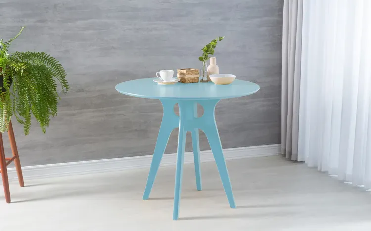 MESA REDONDA PARA JANTAR BIANCHI LACA AZUL BEBÊ 90X77CM