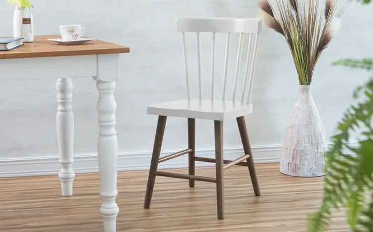CADEIRA PARA ESCRIVANINHA FOLK VERNIZ CAPUCCINO E OFF WHITE 45x46x83CM