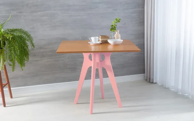 MESA QUADRADA PARA JANTAR BIANCHI 90X77CM ROSA BEBÊ E JATOBÁ