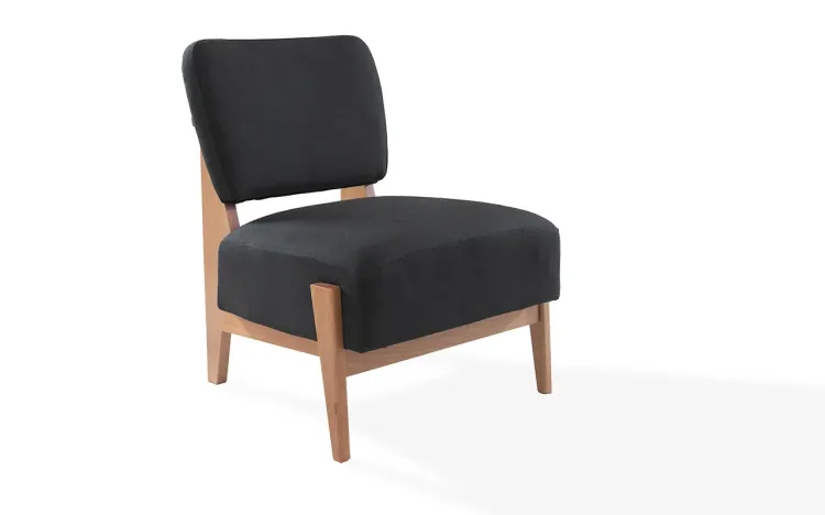 POLTRONA MODERNA SEM BRAÇOS PRETA SAMAMBAIA VERNIZ AMENDOA TEC.999 67x66x82 CM