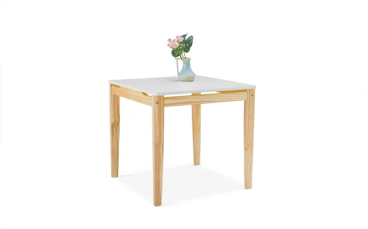 MESA 4 LUGARES TUCUPI ACABAMENTO STAIN NATURAL E LACA BRANCO 80X80X76CM