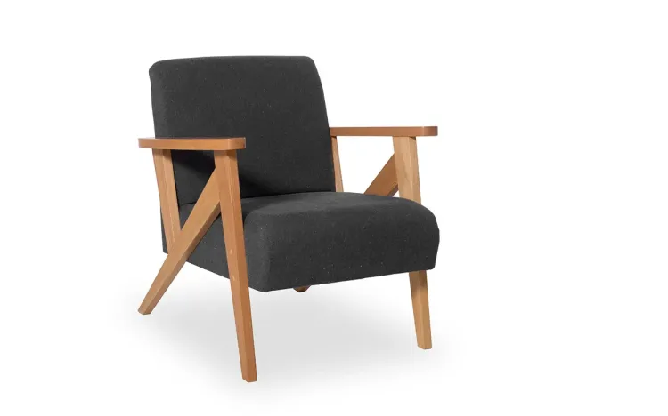 POLTRONA PARA QUARTO ANIS VERNIZ AMENDOA TEC.999 PRETO 72X76X85 CM