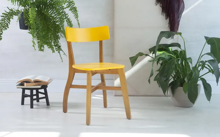 CADEIRA PARA SALA DE JANTAR BELLA AMÊNDOA E AMARELO 44X51X79 CM